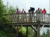 Der Wanderweg zum Wasserfall war gut begehbar. Gelegentlich mussten landschaftliche Schwierigkeiten mit Br&uuml;cken wie dieser umgangen werden. Auf dem Bild (v.l.n.r.) Iris, Angelika, Jacko, Mane, Brigitte B. und Brigitte N.  (Bild: Lisa N.)