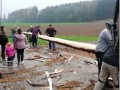 Frisch entrindet – das sorgte dafür, dass der Baum später beim Aufstellen noch richtig schwer war. Das hat aber der Geschichte keinen Abbruch getan. Alle freuten sich, dass wieder etwas Geselligkeit in das Vereinsleben kommt. (Foto: Lisa)