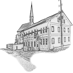 Wirtshaus und Kirche in Steinbach bei Baierbach