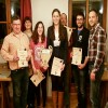 Die Campions-League war hart umkämpft. Hier die Finalisten (v.l.n.r.) Helmut Möglinger (2. Pl.), Elfriede Fürmetz (2. Pl.), Angela Nöscher (1. Pl.), Cilli Maier (1. Pl.), Georg Nitzl (3. Pl.) und Andreas Aigner (3.Pl.) mit Schützenmeister Freudenreich.